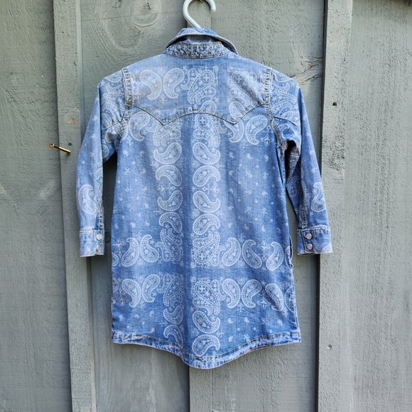 Gymboree Girls Denim Cowgirl Dress Paisley Print Size 4 - Picture 5 of 7